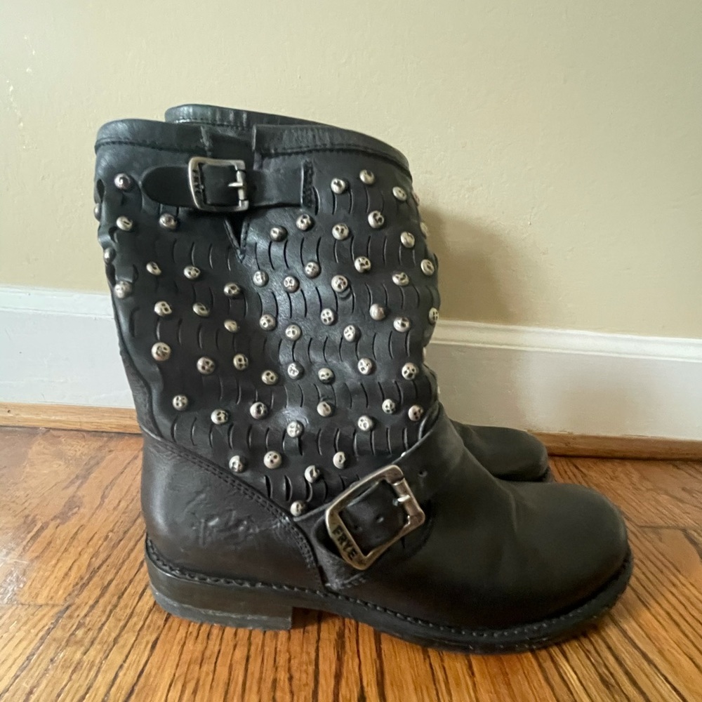Frye Jenna leather boots with silver studs